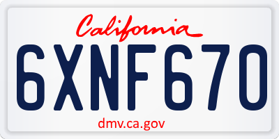 CA license plate 6XNF670
