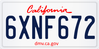 CA license plate 6XNF672