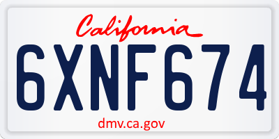 CA license plate 6XNF674