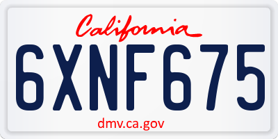 CA license plate 6XNF675