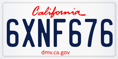 CA license plate 6XNF676