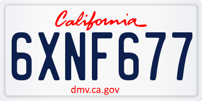 CA license plate 6XNF677