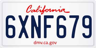 CA license plate 6XNF679