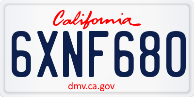 CA license plate 6XNF680