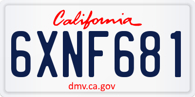 CA license plate 6XNF681