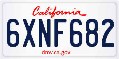 CA license plate 6XNF682