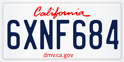 CA license plate 6XNF684