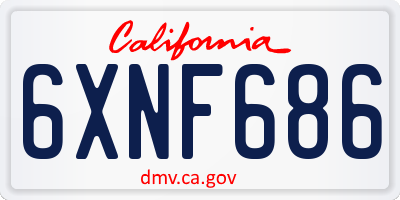 CA license plate 6XNF686