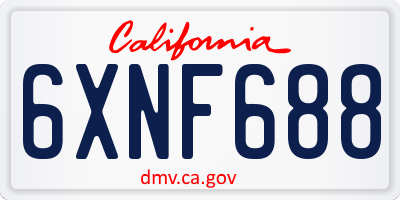 CA license plate 6XNF688