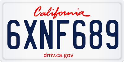 CA license plate 6XNF689