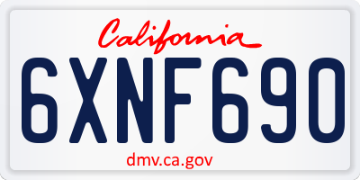 CA license plate 6XNF690