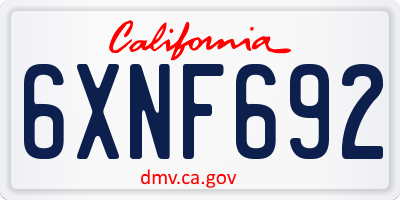 CA license plate 6XNF692
