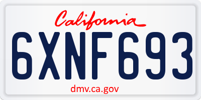 CA license plate 6XNF693