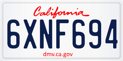 CA license plate 6XNF694