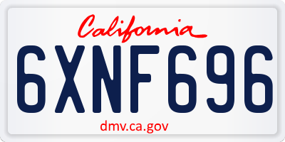 CA license plate 6XNF696