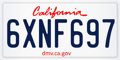 CA license plate 6XNF697