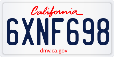 CA license plate 6XNF698