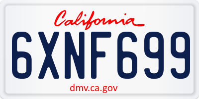 CA license plate 6XNF699