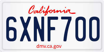 CA license plate 6XNF700