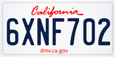 CA license plate 6XNF702