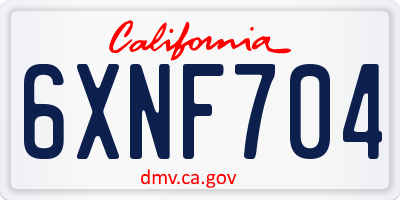 CA license plate 6XNF704