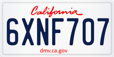 CA license plate 6XNF707