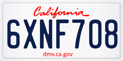 CA license plate 6XNF708