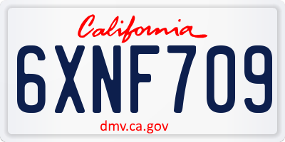 CA license plate 6XNF709
