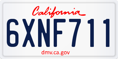 CA license plate 6XNF711