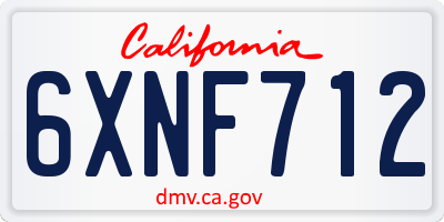CA license plate 6XNF712