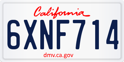 CA license plate 6XNF714