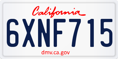 CA license plate 6XNF715