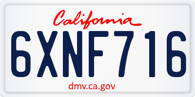 CA license plate 6XNF716