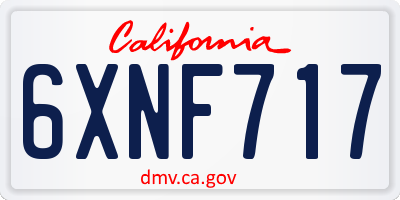 CA license plate 6XNF717