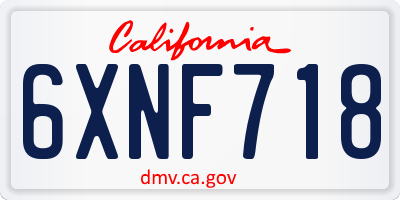 CA license plate 6XNF718
