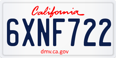 CA license plate 6XNF722
