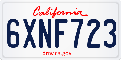 CA license plate 6XNF723