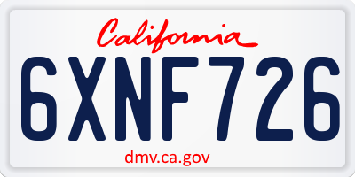 CA license plate 6XNF726