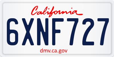 CA license plate 6XNF727
