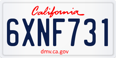 CA license plate 6XNF731