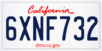CA license plate 6XNF732