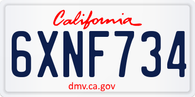 CA license plate 6XNF734