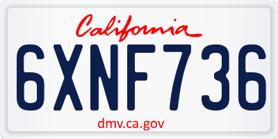 CA license plate 6XNF736