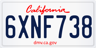 CA license plate 6XNF738
