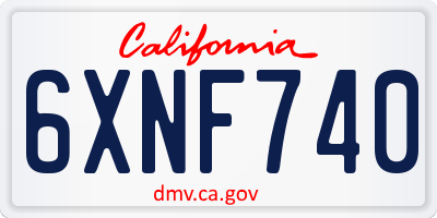 CA license plate 6XNF740