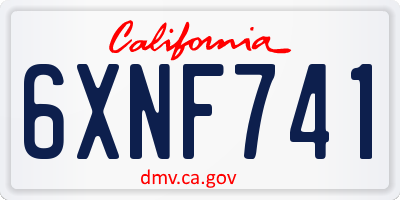 CA license plate 6XNF741