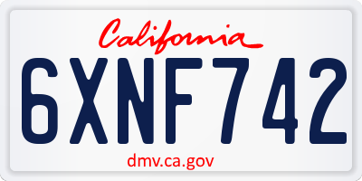 CA license plate 6XNF742
