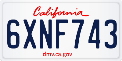 CA license plate 6XNF743
