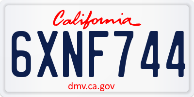 CA license plate 6XNF744
