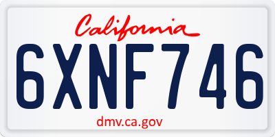 CA license plate 6XNF746